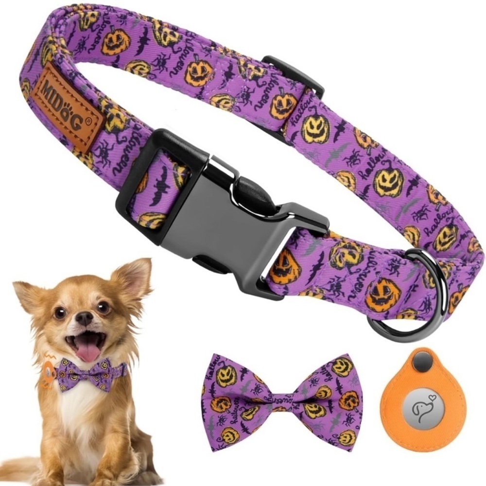 Halloween AirTag Dog Collar, Fashion Dog Collar size Medium